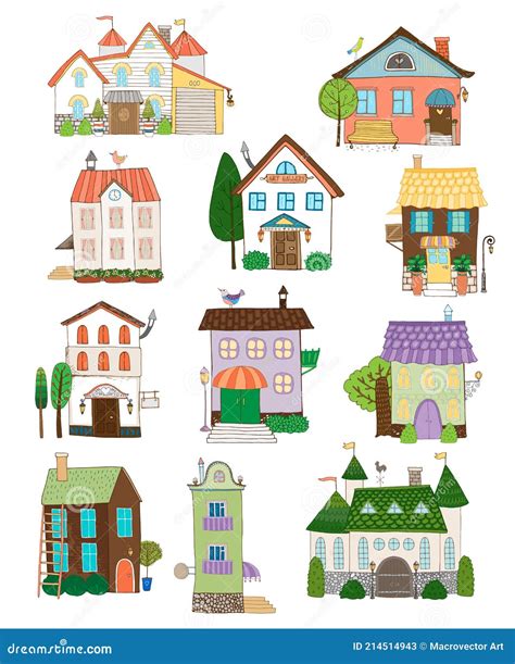 Assorted Cute Houses Collection Stock Vector - Illustration of