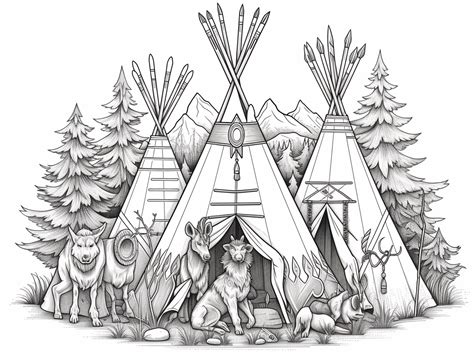 Engaging Tee Pee Coloring Sheet Coloring Page