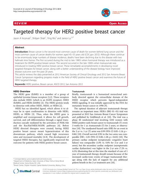 (PDF) Targeted therapy for HER2 positive breast cancer