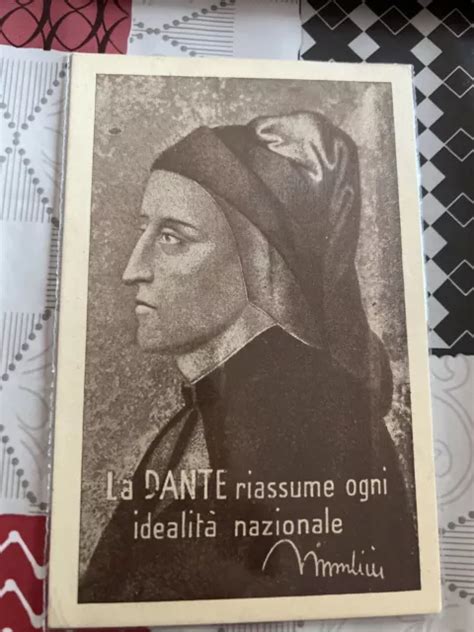 Cartolina Propaganda Fascismo Fascista Mussolini Bottai Dante Alighieri