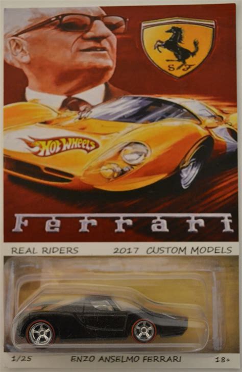 Hot Wheels Compatible Enzo Ferrari Black Custom Made With Redline Real Rider Rubber Wheels