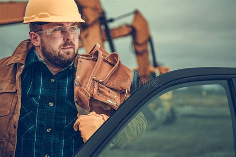 Heavy Duty Industrial Machine Operator After Work Stock Photo Image
