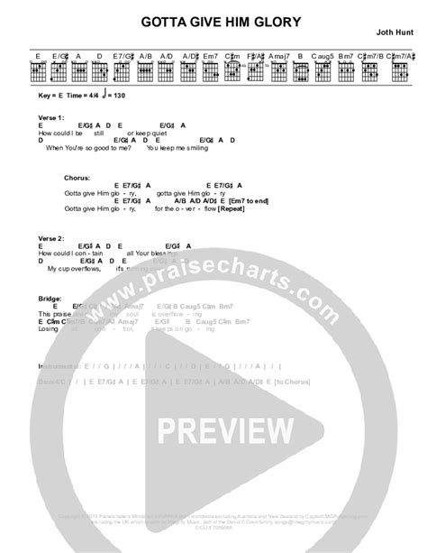 Gotta Give Him Glory Chords Pdf Planetshakers Praisecharts