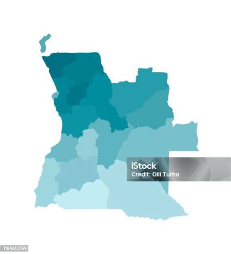 アンゴラの簡略化された管理マップのベクトル分離図都道府県 の境界線カラフルなブルーカーキシルエット アイコンのベクターアート素材や画像を