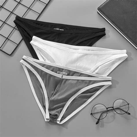 Mens Low Rise Tanga Bikini Briefs Soft Underwear Breathable Pouch Underpants EBay