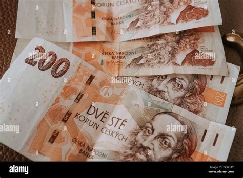 Czech cash money close-up background. Czech Crown. Ceska koruna. Bill ...