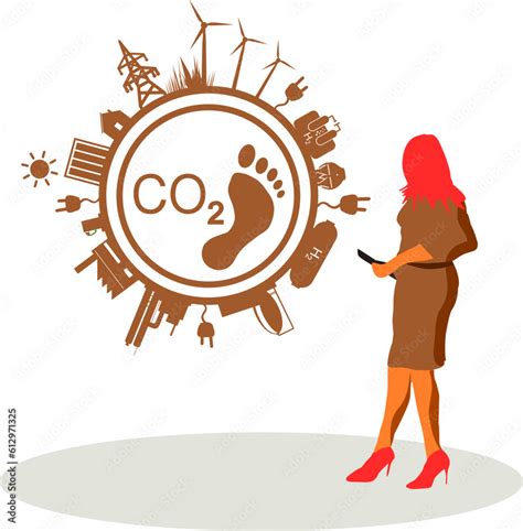 Net Zero Symbole Silhouette Frau Fußabdruck CO2 Netto Null Emissionen