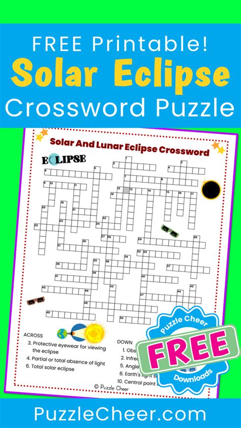 Solar And Lunar Eclipse Crossword Puzzle Puzzle Cheer