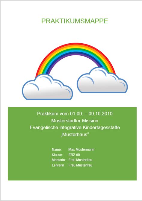 Deckblatt Praktikumsbericht Download