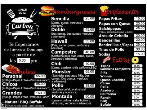 Menu At Carb N Burger Restaurant Ciudad Juarez