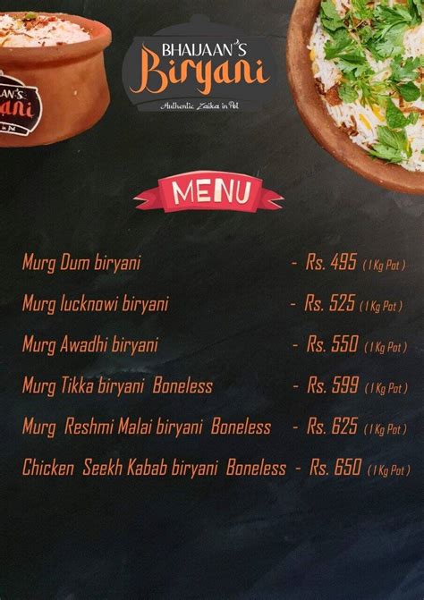 Menu Of Bhaijaans Biryani Kurla Mumbai