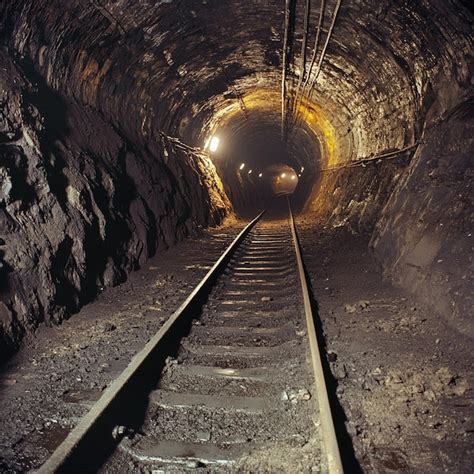 Ai Imagine Coal Mine With Underground Tracks Premium Ai Generated Image