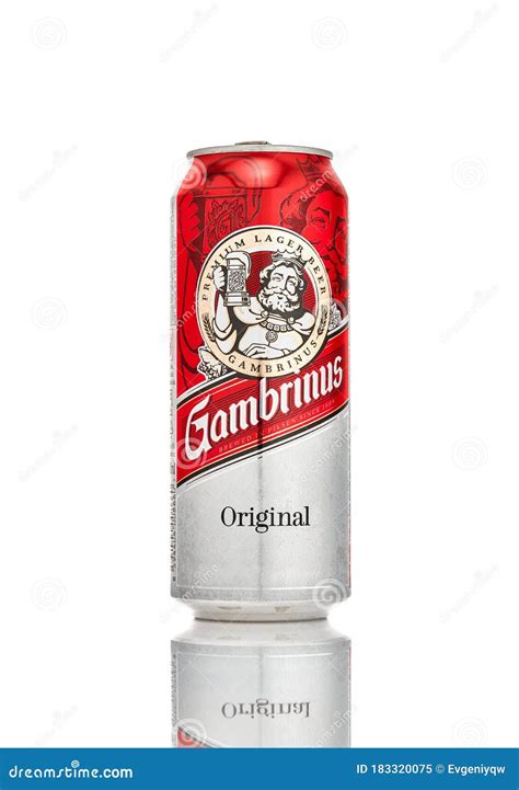 Gambrinus Beer in Aluminum Can on White Background. Popular Czech Beer ...