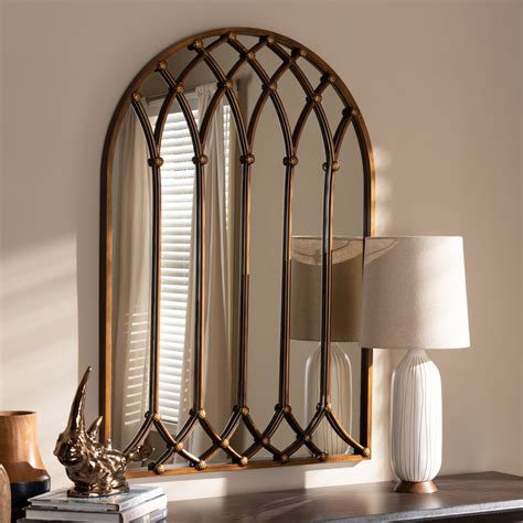 Freja Vintage Farmhouse Antique Bronze Finished Arched Window Accent