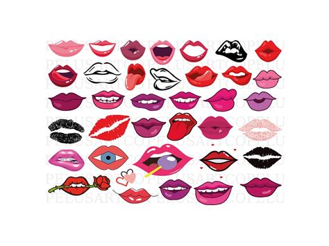 Lips Bundle Svg Kiss Svg Lips Print Svg Red Lips Svg Dripping Lips