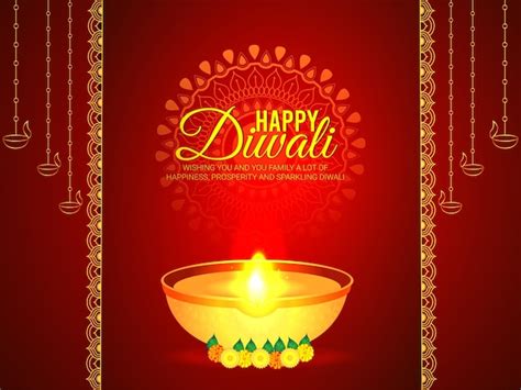 Premium Vector Realistic Happy Diwali Celebration Greeting Card