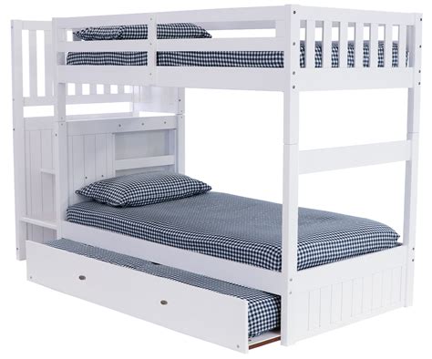 Discovery World Furniture Twin Over Twin White Staircase Bunk Beds