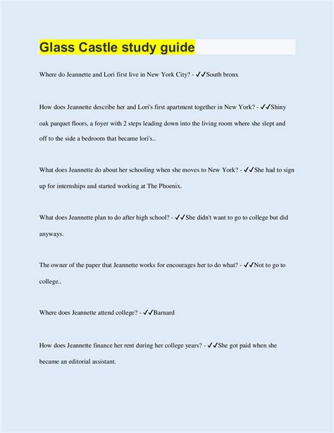 Glass Castle Notes at Amelia Rojas blog