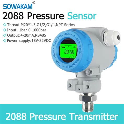 2088 Lcd Display Pressure Transmitter Measurement 1bar 0 1000bar Water Gas Oil Liquid Pressure