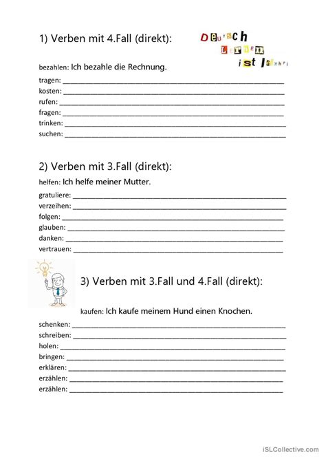 Verben Mit Dativ Akkusativobjekt Deutsch Daf Arbeitsbl Tter Pdf Doc