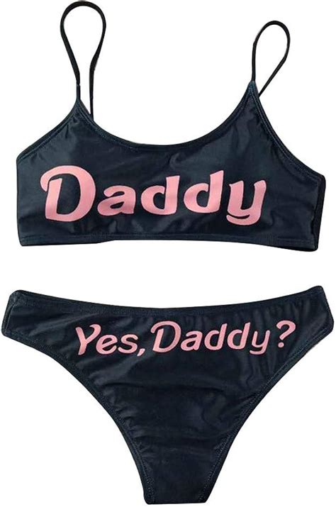 Womens 2Pcs Yes Daddy Bra Cheeky Thongs Lingerie Set Anime Cosplay