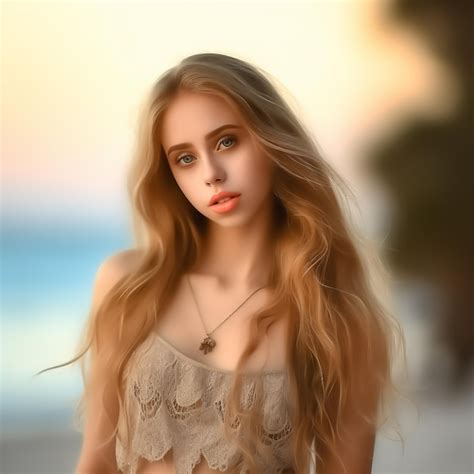 Premium AI Image A Woman With Long Blonde Hair And A Necklace On Her Neck
