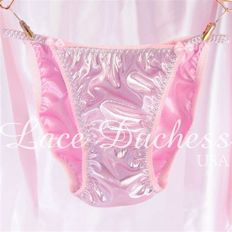 Vintage S Style Metallic Foil Sissy Pink Shiny String Bikini Panties Sz Ebay