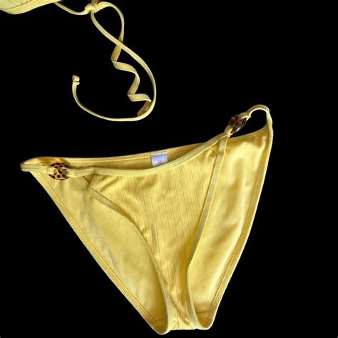 Yellow And Cheetah Bikini Set With Adjustable Straps Depop