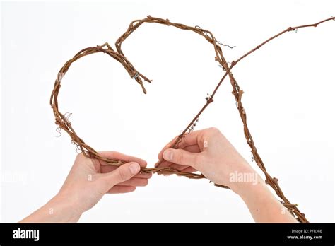 Making A Willow Heart Stock Photo Alamy