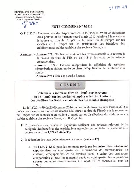 Retenue à la source Tunisie PDF