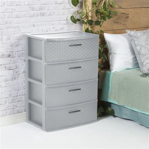 Sterilite Drawer Wide Weave Tower Cement