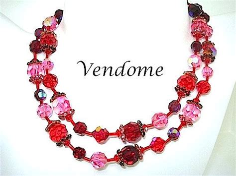 Vendome Strand Pinks Reds Crystal Necklace Red Necklace Etsy