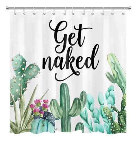 Lb Get Naked Cactus Juego De Cortinas De Ducha Con Citas D Envío gratis