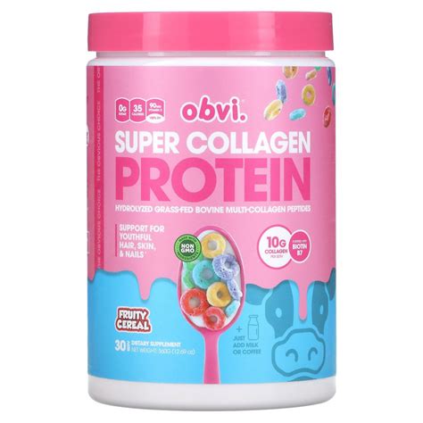 Obvi, Super Collagen Protein, фруктовые хлопья, 360 г (12,69 унции) c ...