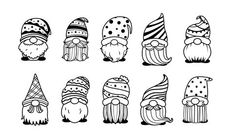 Cute Christmas Dwarf Gnomes Coloring Page | Fun Holiday Digital