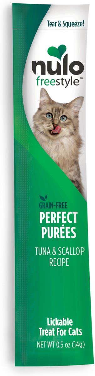 Nulo Freestyle Perfect Purees Tuna And Scallop Recipe Grain Free Lickable Cat Treats 0 5 Oz Case