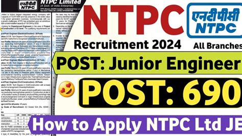 Ntpc Junior Engineer Recruitment Ctc Lpa Without Gate Ntpc