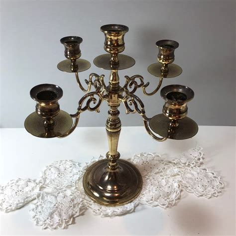 Vintage Baldwin Brass Candelabra Five Cup Taper Candelabra Etsy