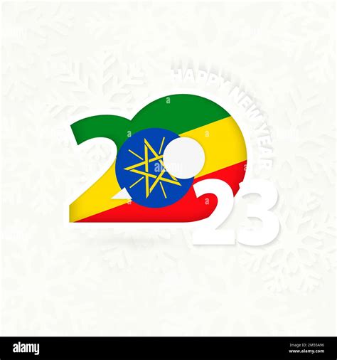 New Year 2023 for Ethiopia on snowflake background. Greeting Ethiopia