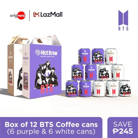 Bts Hot Brew Hazelnut Americano Canned Coffee White Purple Pack Of