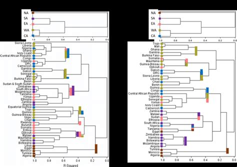 Dendrograms Showing Clustering Of Regions Above And Countries Below