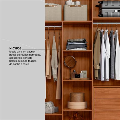 Guarda Roupa Casal 6 Portas 6 Gavetas Atrice Nogueira Touch Nude Prime Tx Demartêz Combo