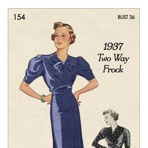 S Pretty Pussy Bow Tea Dress Pdf Print At Home Sewing Pattern Etsy