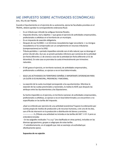 Iae Apuntes Iae Iae Impuesto Sobre Actividades EconÓmicas Arts