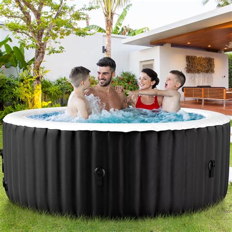 MOPHOTO Hot Tub X X Inflatable Hot Tub Person Portable Blow Up Hot Tub Square