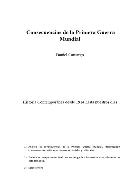 Consecuencias De La Primera Guerra Mundial Pdf Primera Guerra Mundial Woodrow Wilson