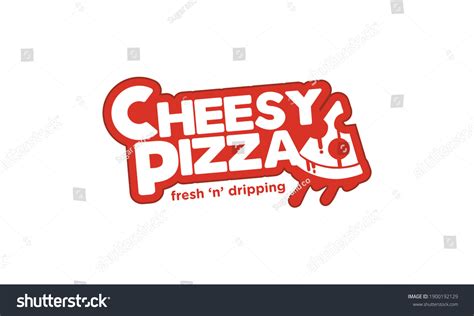 Cheesy Pizza Logo Cheese Dripping Stock Vector Royalty Free