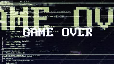 Game Over Glitch Text Animation Old Gaming Console Style Rendering