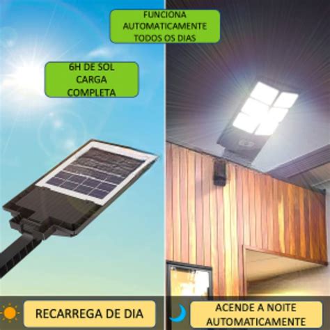 Luminaria Holofote Solar W Autonoma Preta Ecosoli Ecosoli