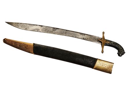 Lot 337 A Yataghan Sword With Scabbard